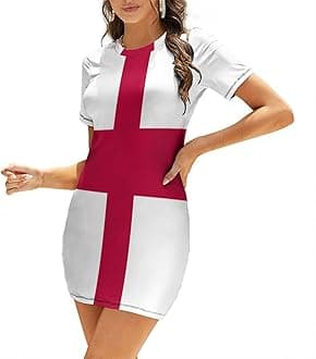 Fattyeery Womens Summer Casual Loose Dress England Flag Long Dress Short Sleeve for Girls Fashion Skirts XL