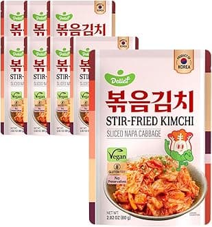 DELIEF Stir-Fried Kimchi Pouch 80g Korean Traditional Kimchi, 8 Packs