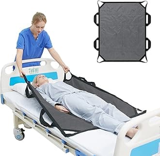 Bed Positioning Pad with Reinforced Handle, 45" X 36" Multipurpose Waterproof Transfer Sheet for Turning, Lifting & Sliding, Reusable Washable Patient Positioning Sheet for Bedridden, Caregiver, Grey