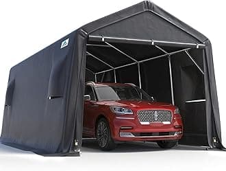 ADVANCE OUTDOOR 10X20 ft Carport Heavy Duty Outdoor Patio Portable Canopy Storage Shelter Shed with 2 Rolled up Zipper Doors & Vents for Snowmobile Garden Tools, Gray