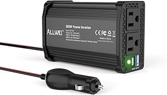 ALLWEI Car Power Inverter 300W DC 12V to 110V AC Power Inverters for Vehicles USB-C Converter PD65W/18W USB Fast Charging Ports Car Charger Adapter (Black)