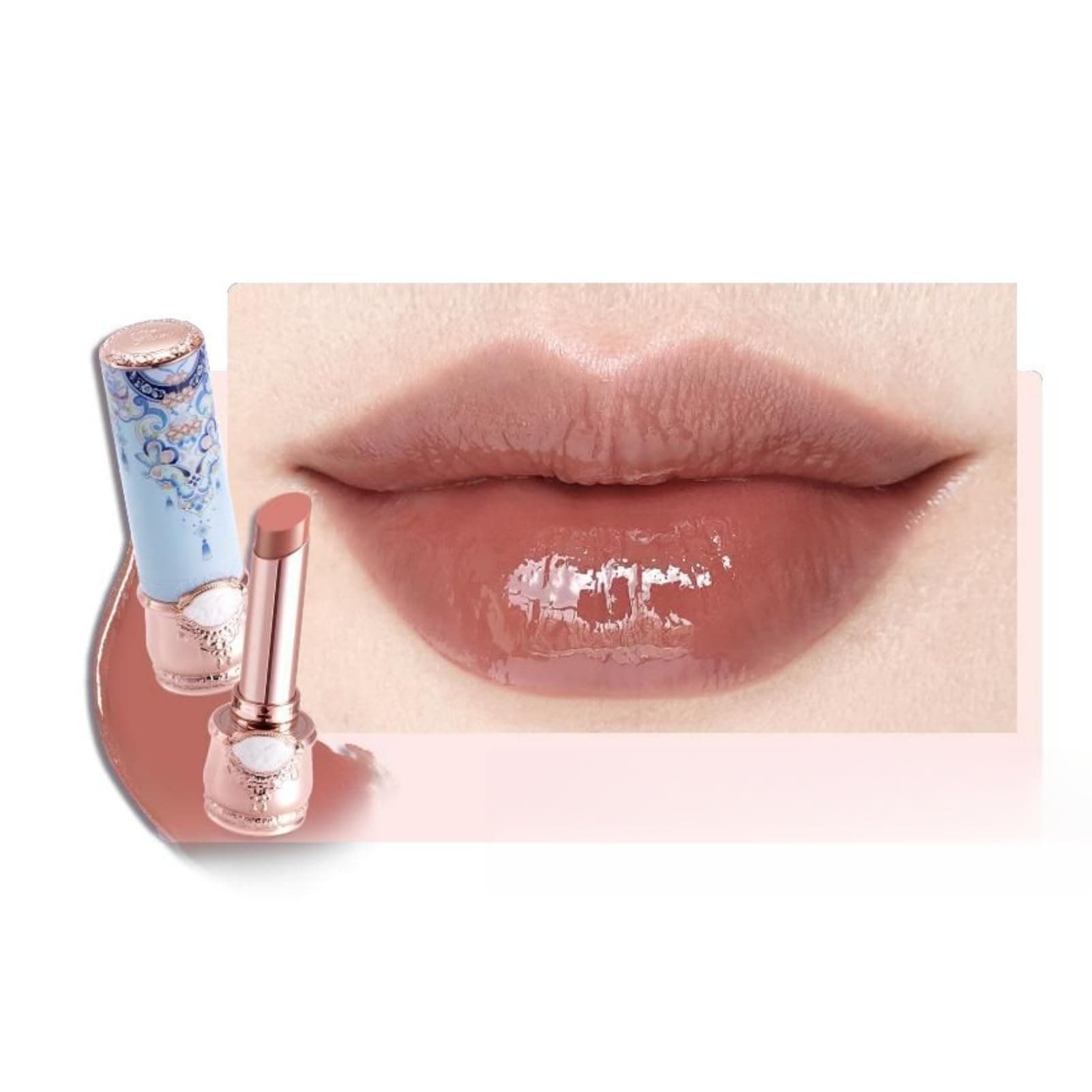 Flower Knows Butterfly Cloud Collar Glossy Lipstick,Hydrating Solid Lip Gloss,Moisturizing Nude Tinted Lip Balm,Long Lasting Lip Gloss in Balm for Girls&Women(C02 Agarwood)