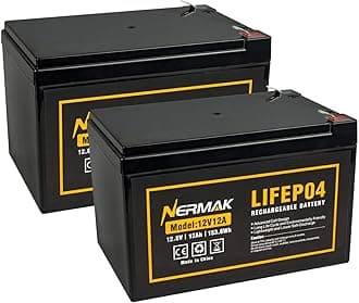 2 Pack 12V 12Ah LiFePO4 Deep Cycle Battery, 2000+ Cycles Lithium Iron Phosphate Rechargeable Battery for Solar Power,Lighting, Power Wheels, Fish Finder, Scooters and More, Built-in 12A BMS