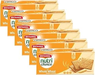 Nutri Choice Whole Wheat Salted Crackers 7.05oz (200g) - Healthy Breakfast & Tea Time Snacks (Pack of 6)