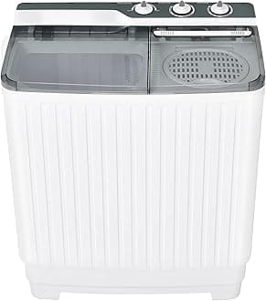 TANGZON Twin Tub Washing Machine, 10.5/8.5/4.5KG Portable Washer and Spin Dryer Combo with Timer Control, Compact Washer for Camping Dorm Caravan RV, 7.5/6.5/3.5KG Washer 3/2/1KG Drying (10.5KG, Grey)