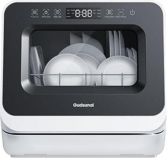 Portable dishwasher, 7L detachable water tank, 6 programs, no connection needed, 180°F high temperature hygiene, hybrid drying and canning function, dishwasher