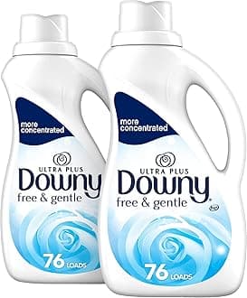 Ultra Plus Free & Gentle Laundry Fabric Softener Liquid, Concentrated, 152 Loads Total, 51 Fl Oz (Pack of 2), White
