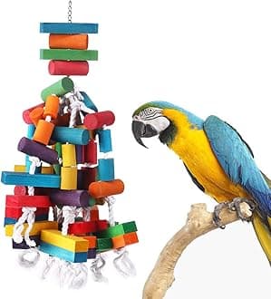 KINTOR Bird Chewing Toy Large Medium Parrot Cage Bite Toys African Grey Macaws Cockatoos Eclectus Amazon (26.5inch Long)