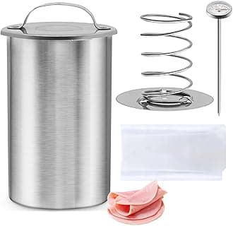 MASTER FENG Meat Press Mold for Deli Meats Stainless Steel Ham Maker, Ham Press Mold with Thermometer & 20 Cooking Bags for Making Homemade Healthy Deli Meat