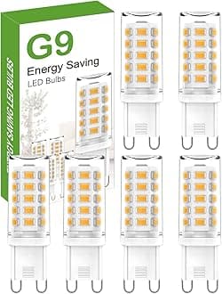G9 LED Bulb, Warm White 3000K G9 LED Bulbs, 5W 560LM G 9 Capsule Bulb, Non Dimmable Energy Saving Light Bulb for Chandelier, Ceiling Lights, Wall Light, Crystal Lamp, Ceiling Fan Light - 6 Packs