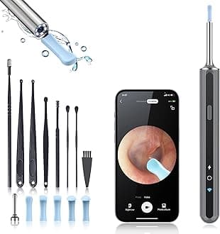 Ear Wax Removal, Ear Cleaner with Camera, Earwax Removal kit with 7 Ear Pick,Ear Otoscope with 1080P, Wireless Otoscope with 6 Spoons, Ear Cleaner for iOS & Android (Gray)