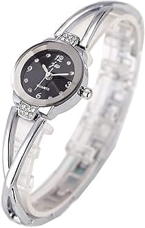 Women Small Watches Silver Bracelet Chain Rhinestone with X Sharp Link Band
