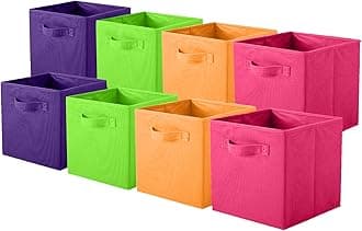 ShellKingdom Storage Bins, Foldable Fabric Storage Cubes And Cloth Storage Organizer Drawer For Closet And Toys Storage, 8 Pack (Fuchsia+Orange+Green+Purple)