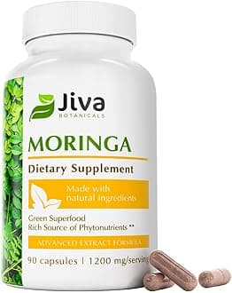 Moringa Leaves Extract Capsules - Made from Moringa Leaf Powder and Oleifera Supplement for Immune and Normal Joint Support - 90 Capsules (Pack of 1)