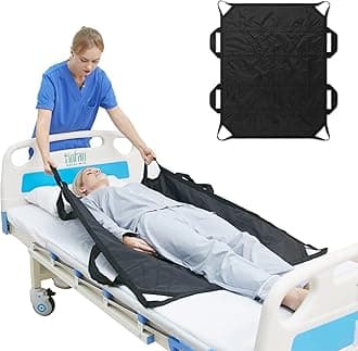 45" x 36" Positioning Bed Pad with Handles Washable Draw Sheets for Hospital Bed Ridden Patient Clothes Waterproof Glide Sheets for Patients Moving Pad for Lifting &Transfer Sheet Nylon, Grey