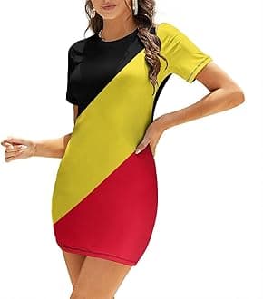 Fattyeery Elegant Casual Long Dress Belgian Flag Girls Summer Sunshine Beach Skirts for Womens S