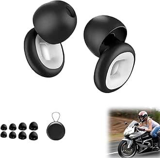 Motorcycle Ear Plugs, Ear Plugs for Sleeping Noise Cancelling, 27db Noise Reduction, Moto Earplugs for Motorcycles, Super Soft Reusable Silicone Earplugs for Sleep and Concerts (Black White, One Size)