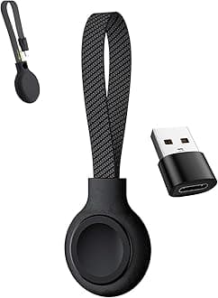 Portable Magnetic Charger for Samsung Galaxy Watch | Keychain Travel Charger USB-C/USB-A 2-in-1 | Fast Charging for Galaxy Watch Ultra/7/6/6 Classic/5/5 Pro/4/4 Classic/3/Active 2/1 Models (Black)