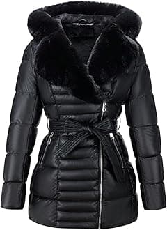 Womens Plus Size Puffer Coats Sherpa-lined Jacket Thicken Overcoat with Hood
