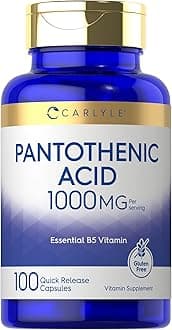 Carlyle Pantothenic Acid | 1000mg | 100 Capsules | Essential B5 Vitamin | Non-GMO, Gluten Free Supplement