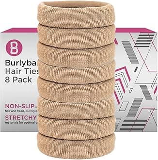 Burlybands Large Hair band, scrunchies for Thick Heavy or Curly Hair. No Slip No Damage Seamless Ponytail Holders Scrunchies Sports Thick Hair Ties. Women's Hair Elastics-Bands (Lt Brown 8 Pcs)