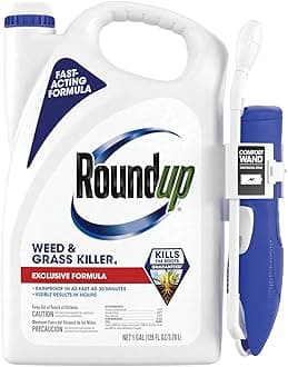 Roundup Weed & Grass Killer₄ with Comfort Wand, Use in and Around Flower Beds, Trees, and Driveways, 1 gal.