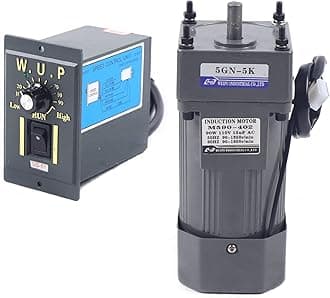 Gear Reduction Electric Motor, 110V AC Gear Motor Single-Phase High Torque Variable Speed Gear Reducer Motor with Speed Controller 0-270RPM 90W 5K(Reduction Ratio 1:5)