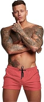 RedqentingMens Swim Trunks Quick Dry Swimwear Zipper Pockets, Swim Shorts with Mesh Lining