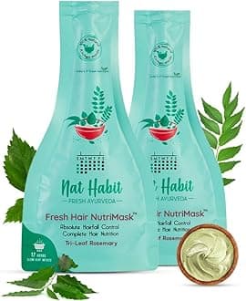 Tri-Leaf Rosemary NutriMask - Hair Mask For Hairfall, Conditioning, Smoothening & Shine, Suitable For all Scalp Types (Pack of 2 x 40gm)