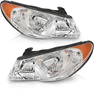 G-PLUS Headlight Assembly Halogen Pair, Fit For Elantra 2007 2008 2009 2010 Headlamp Left and Right, HY2502138 HY2503138 Clear Lens Chrome Housing