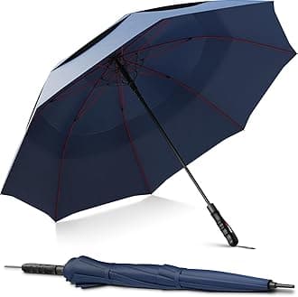 Extra Large Windproof Golf Umbrella - Covers 2 People - 60" Wide Vented Double Canopy with Reinforced Fiberglass Ribs, Waterproof Coated Canopy