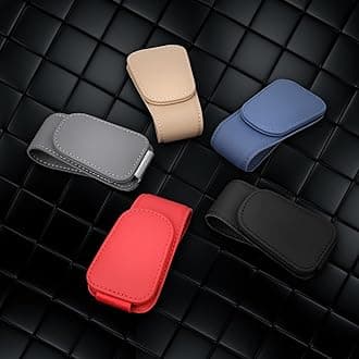 KanSmart Sunglass Holder for Car Visor Sunglasses Clip Magnetic Leather Glasses Eyeglass Holder Interior Car Accessories for Woman Man -Blue