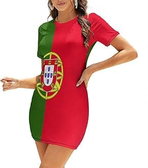 Skirts for Womens Summer Fall Dress Top Portugal Flag Casual V Neck Long Dress for Fashion Womens Dress XL