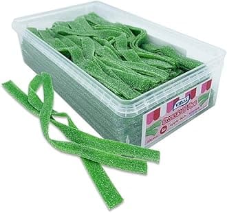 Fizzy Belts Sweets Tub Candy Belts Very Tasty and Suitable for Vegetarians 200 Belts in Each Tub (Sour Apple)