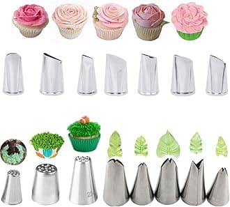 Cake Decorating Tips, Stainless Steel Icing Piping Nozzles for Cake Decorating Pastry Fondant Tools (Mixed)