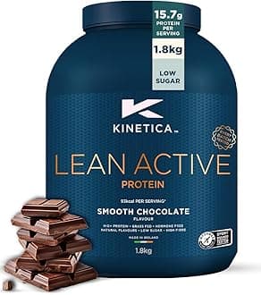 Kinetica Sports Lean Protein Powder - Smooth Chocolate Flavour | 15g Protein/Serve, 72 Servings/1.8Kg Pack | High in Fibre & Protein with Green Tea Extract | Low in Fat & Sugar | Easy Mixability