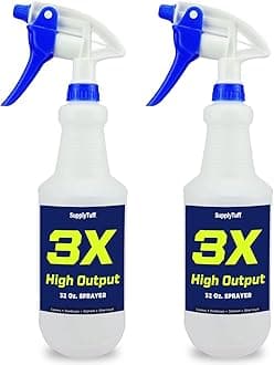 3X High Output Heavy Duty Spray Bottles for Cleaning Solutions, 2 Pack, 32 oz Commercial, Industrial Spray Bottles for Household Cleaning and Car Detailing.