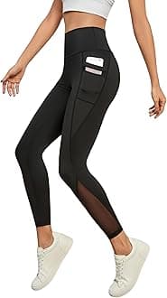 Gym wear Mesh Leggings Workout Pants with Side Pockets/Stretchable Tights/Highwaist Sports Fitness Yoga Track Pants for Women & Girls_2012