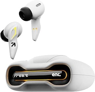 GOBOULT UFO with 48H Playtime, Built-in App Support, 45ms Low Latency Gaming, 4 Mics ENC, Breathing LEDs, 13mm Bass Drivers Ear Buds TWS, Made in India (White Opal)