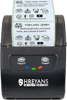 SHREYANS 58mm Label Printer (2 in 1) - Thermal Labels & Receipt Printer (50x25 Label or 50x50 Label Combo) Free 250 Labels