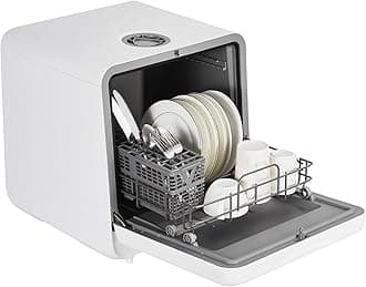 Compact Portable Dishwasher Countertop with Faucet and Manual Water Tank (5L) Water Inlet Modes, Compact with More Space Inside, 6 Programs for RV and Apartments, No