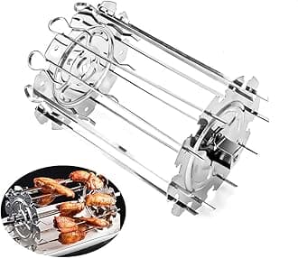OKUYAN Rotating Kebab Skewers Stainless Steel Roaster Rotisserie Skewers Needle Cage Oven Kebab Maker Grill Includes 10 Skewers Fits for Most Air Fryer Oven Rotisserie Grill