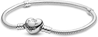 Jewelry Moments Heart Clasp Snake Chain Charm Sterling Silver Bracelet