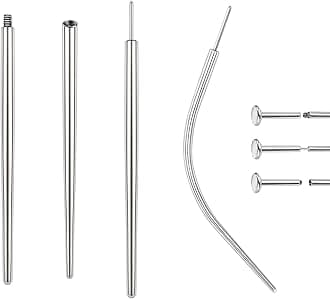 14G 16G 18G 20G Piercing Taper, Stainless Steel Threadless Insertion Pin Screw On Assistant Tool, Curved Body Piercing Stretching Kit for Ear/Nose/Navel/Lip/Eyebrow