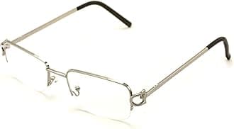 V.W.E. Rectangular Frame Clear Lens Designer Half Rim Eyeglasses Metal Glasses