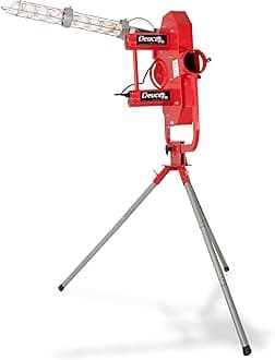 Sports Deuce 75 MPH Adjustable Baseball Pitching Machine with Automatic Ball Feeder - Delivers Fastballs & Curveballs, Suitable for All Ages | Compatible with Pitching Machine & Real Baseballs
