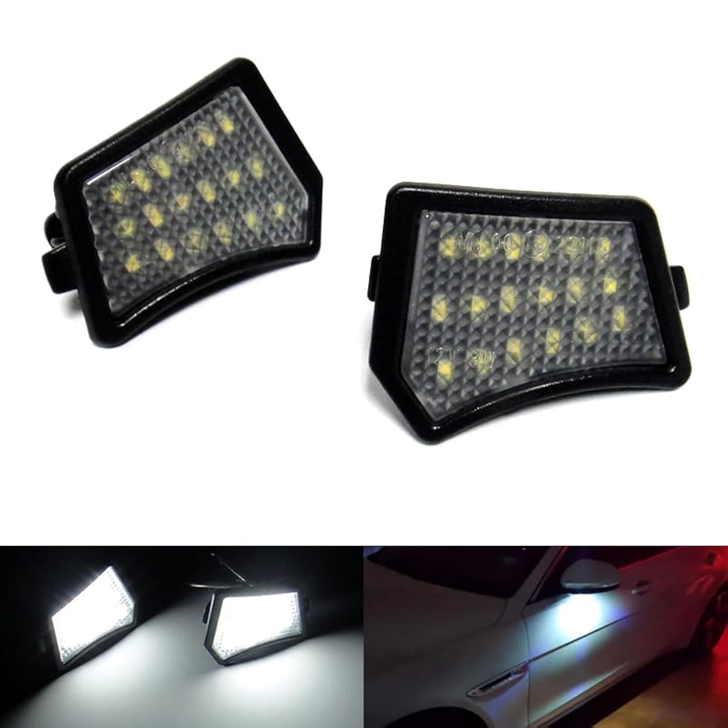 RZG 2x LED Side View Mirror Puddle Light White Canbus For XE X760 XF X250 X260 XJ X350 X351 XK XKR X150