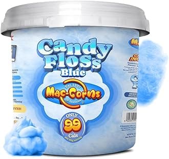 MacCorns - Blue Raspberry Candy Floss Mega Bucket | Light & Fluffy Cotton Candy Floss Treat for Kids & Adults | Ideal for Parties, Desserts & Sweet Treat Tables