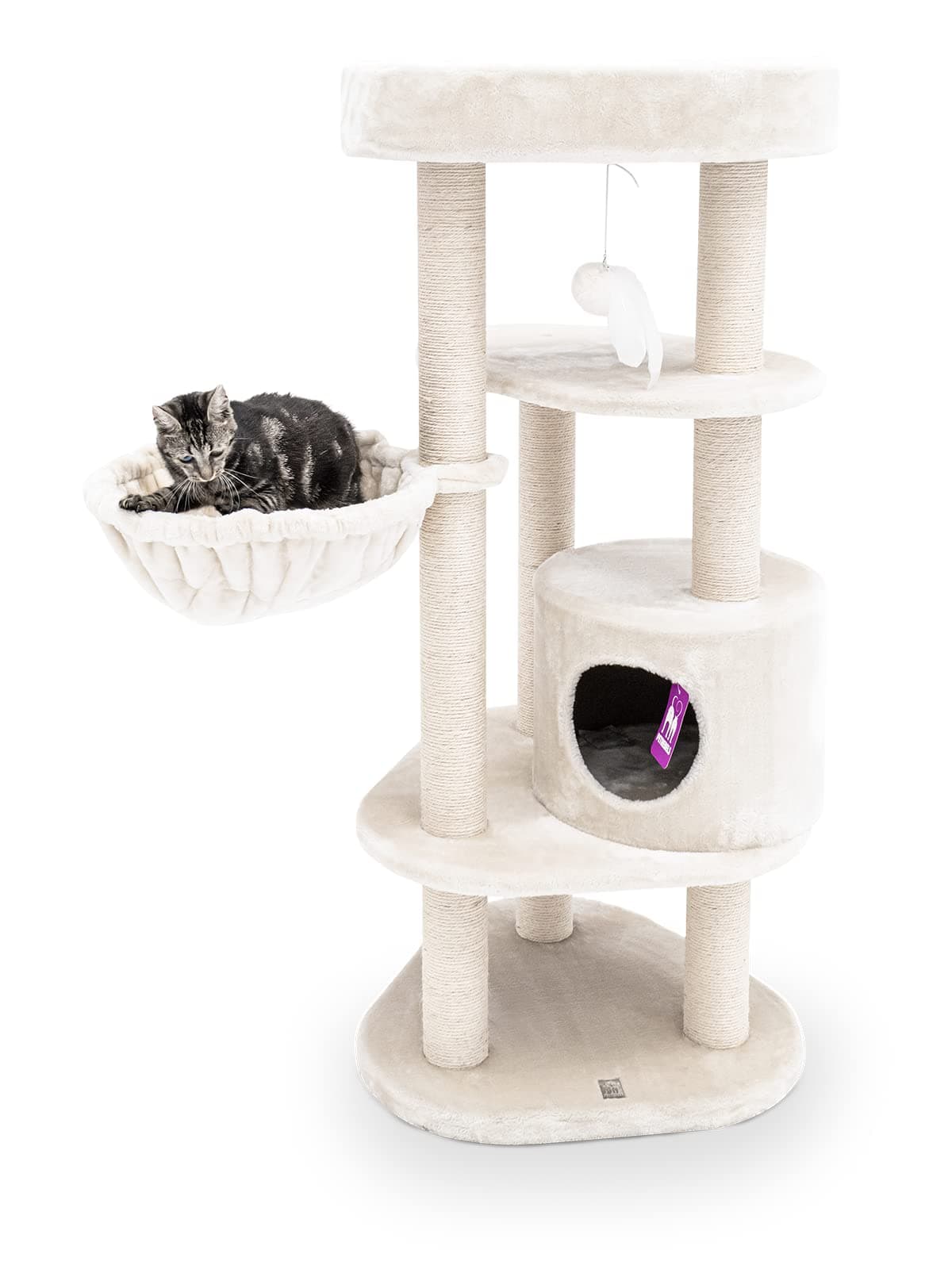 Petrebels Multi-Level Cat Activity Centre with XXL top sofa and hammock Charlotte 134 cm Cream