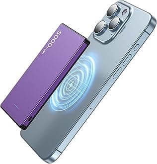 Magnetic Portable Charger Magnetic 5000mAh Ultra Slim for MagSafe Battery Pack,0.3in3.9oz Mini Wireless Power Bank with 20W PD USB-C Two-Way Charging, Compatible for iPhone 15/14/13/12 Series (violet)